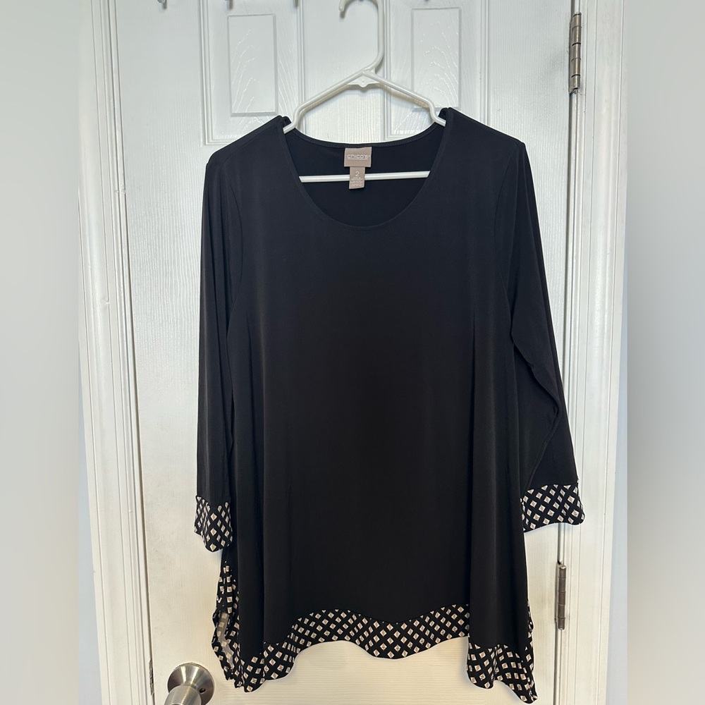 Chico’s 3/4 Sleeve Black Shirt 2X
